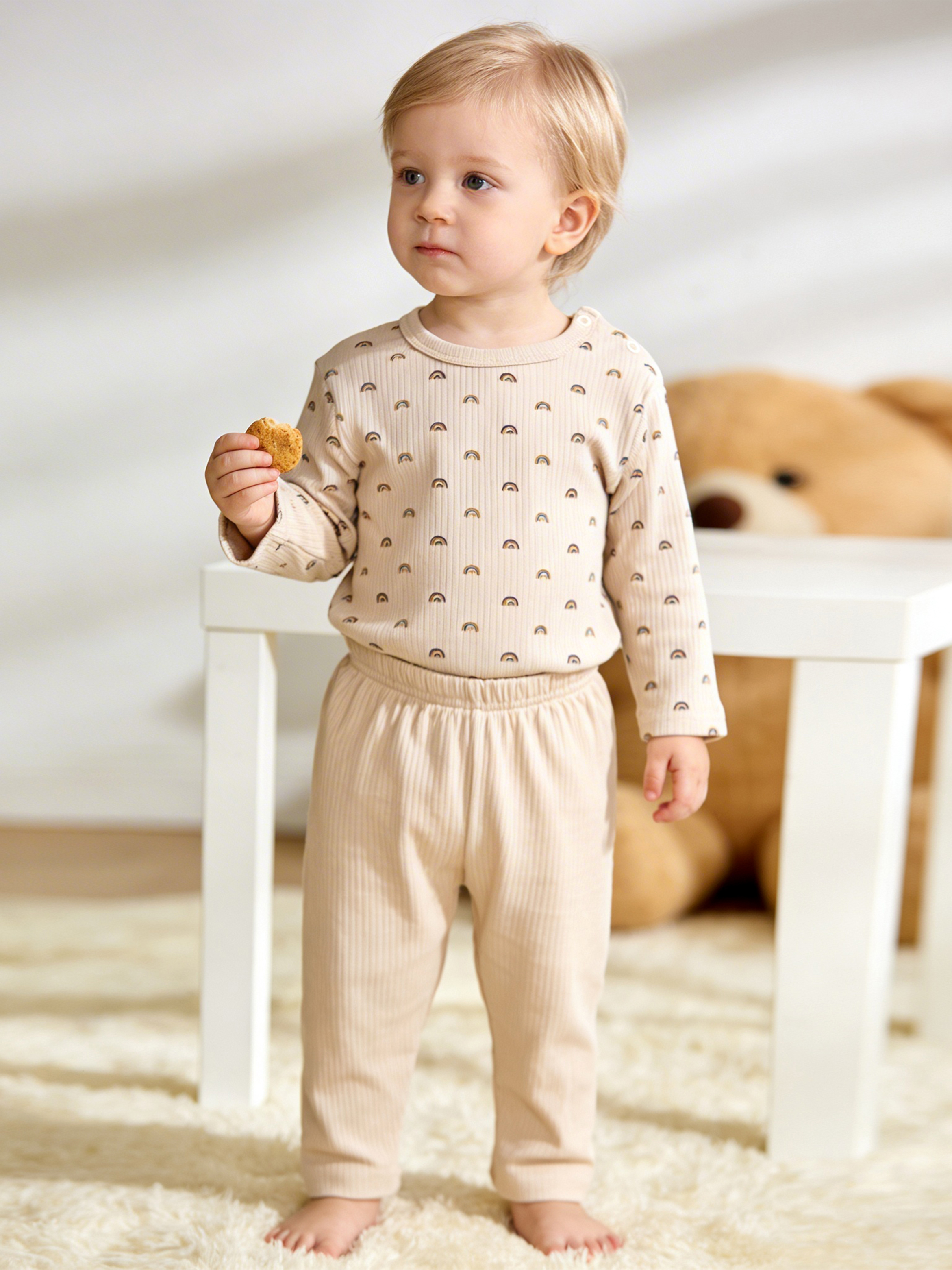 Premium Ribbed Cotton Printed Short Sleeves T-Shirt and Pyjama Set