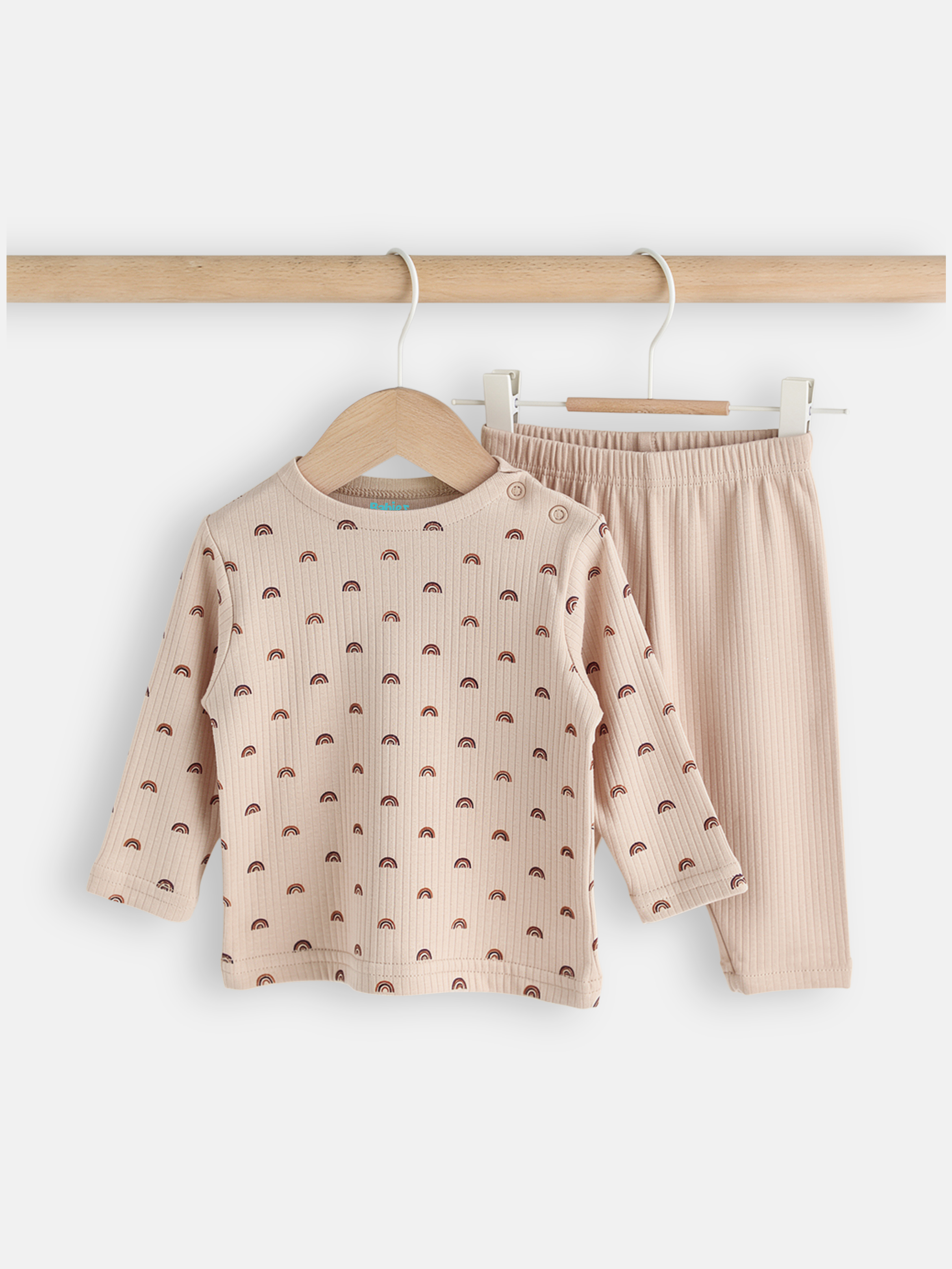 Premium Ribbed Cotton Printed Short Sleeves T-Shirt and Pyjama Set