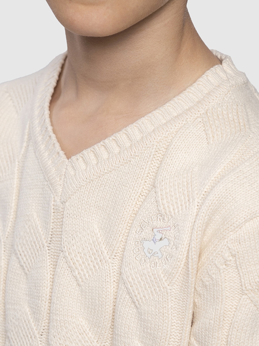 Boys V Neck Cable Knit Sweater