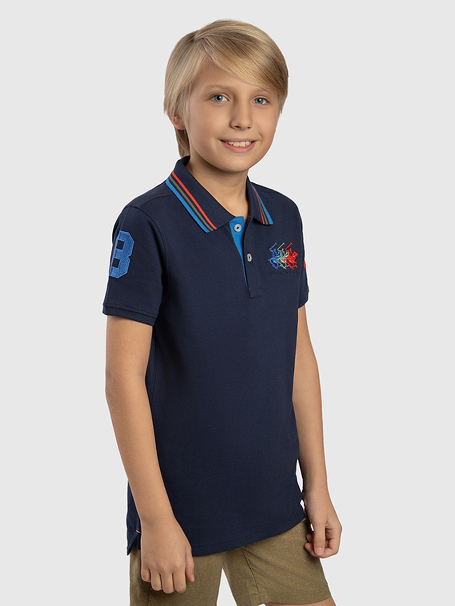 Boys Short Sleeve Logo Detail Polo T-Shirt