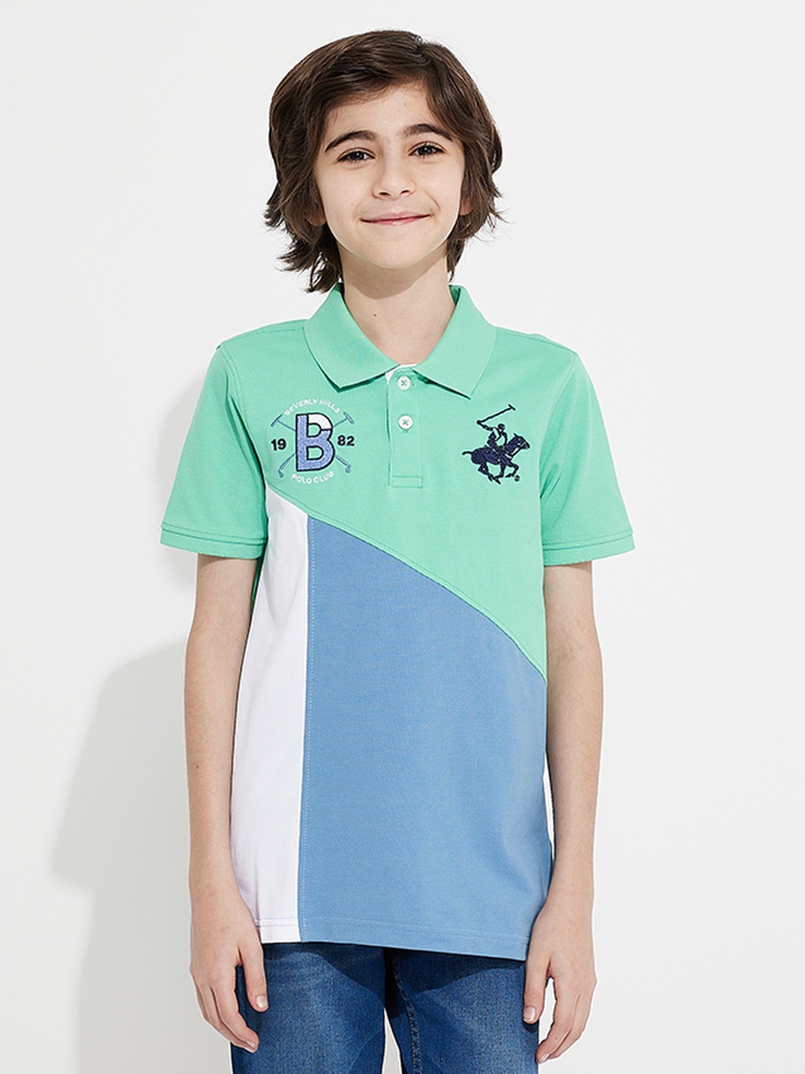 Boys Color Block Polo T-Shirt
