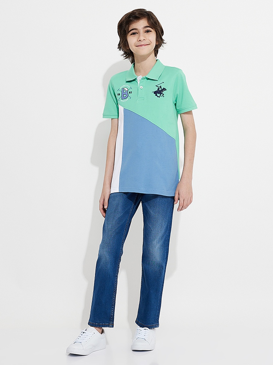 Boys Color Block Polo T-Shirt