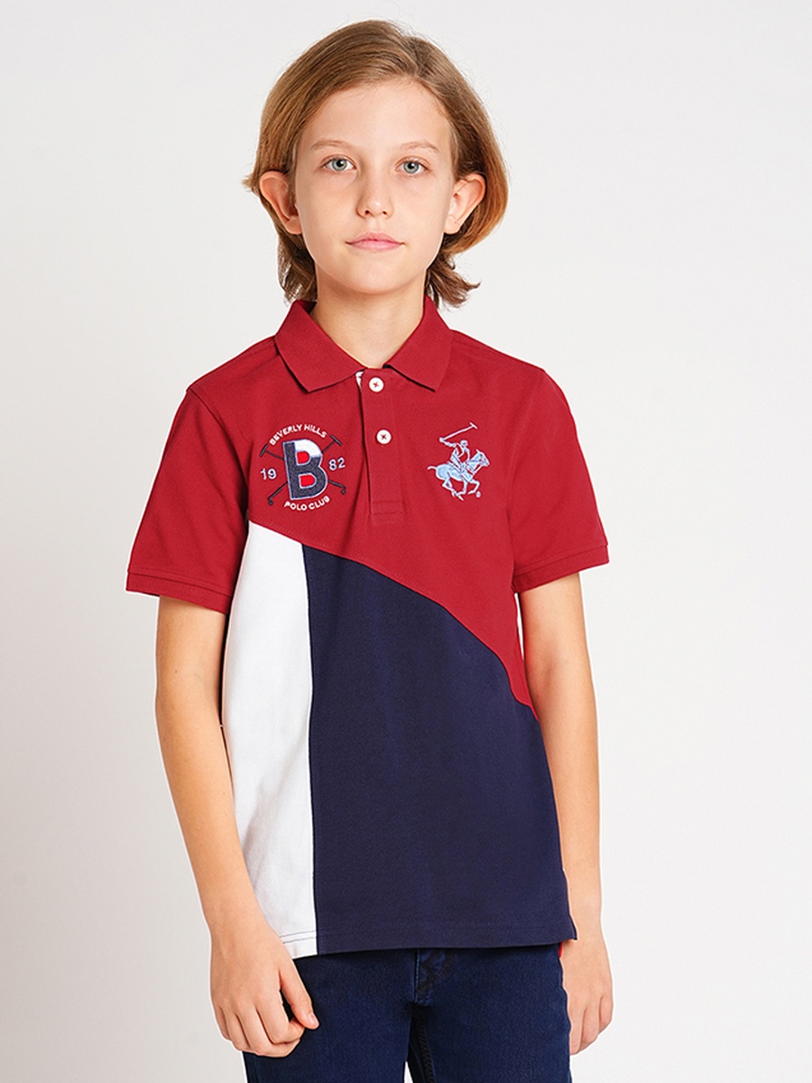 Boys Color Block Polo T-Shirt