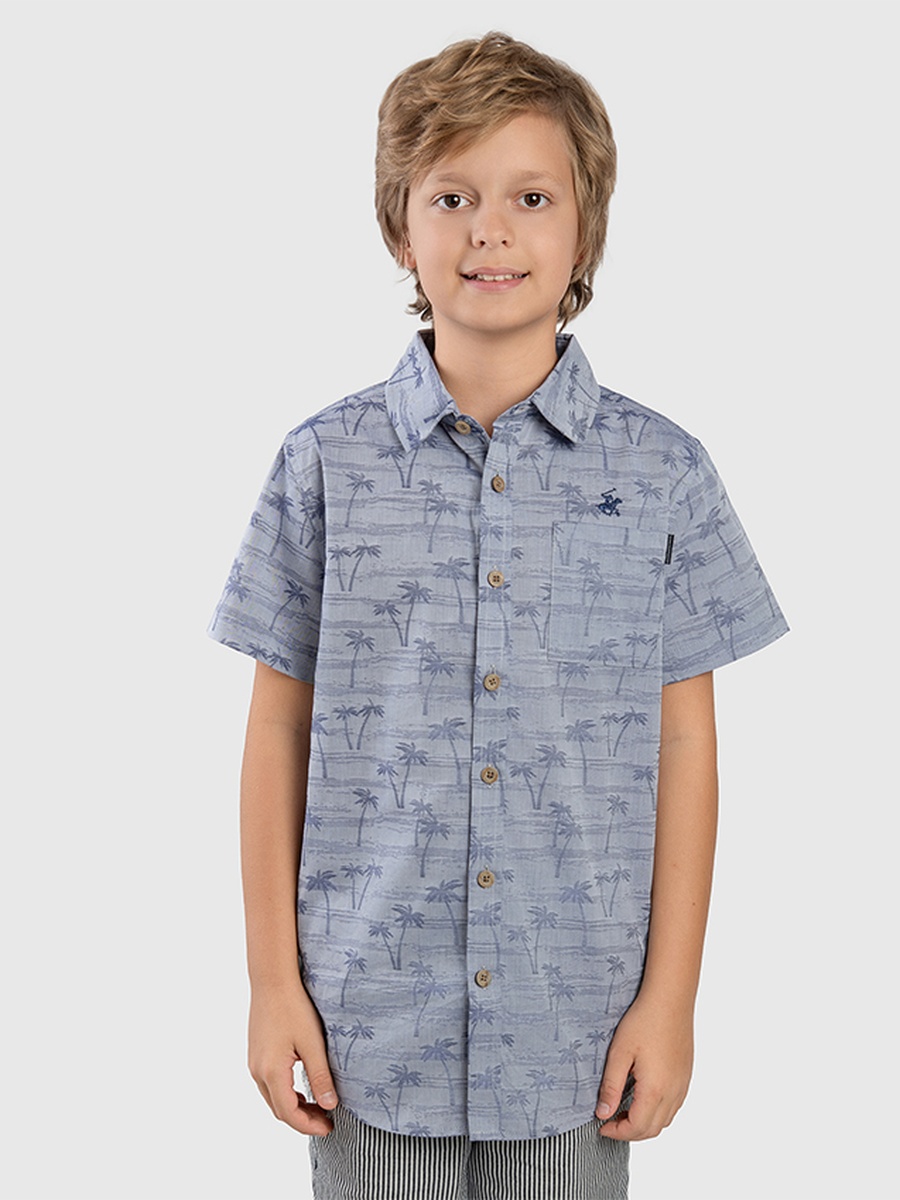 Boys Palm Print Short Sleeve Shirt