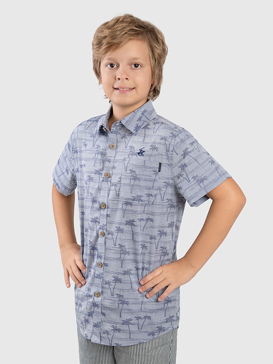 Boys Palm Print Short Sleeve Shirt