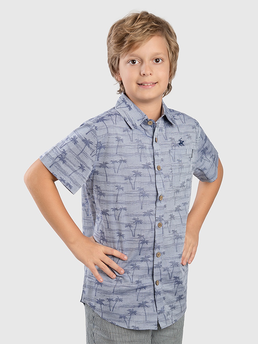 Boys Palm Print Short Sleeve Shirt