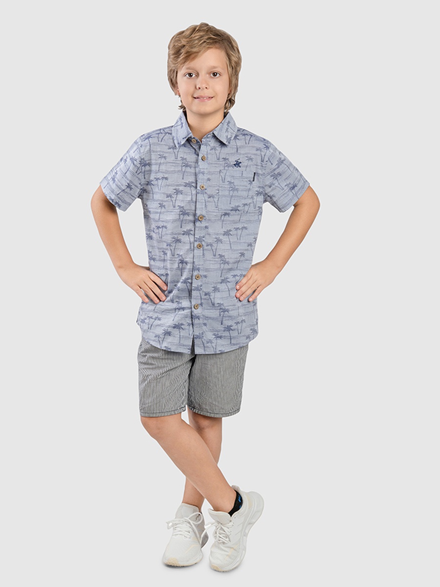 Boys Palm Print Short Sleeve Shirt