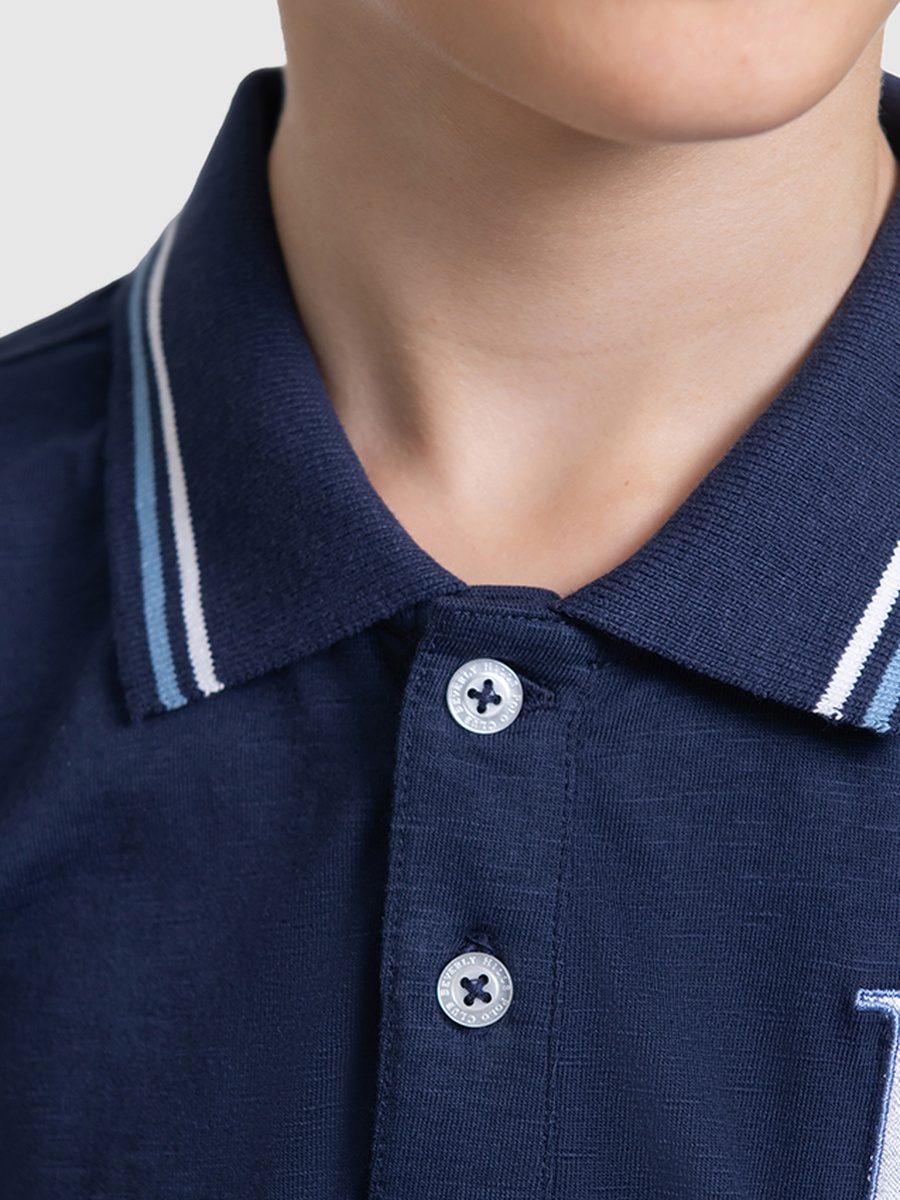 Boys Navy Blue Logo Polo T-Shirt