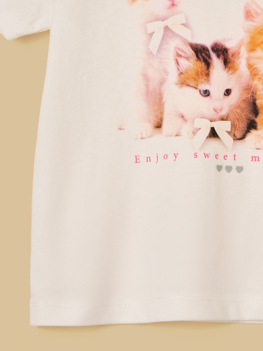 Cat Print Top with Ruffles