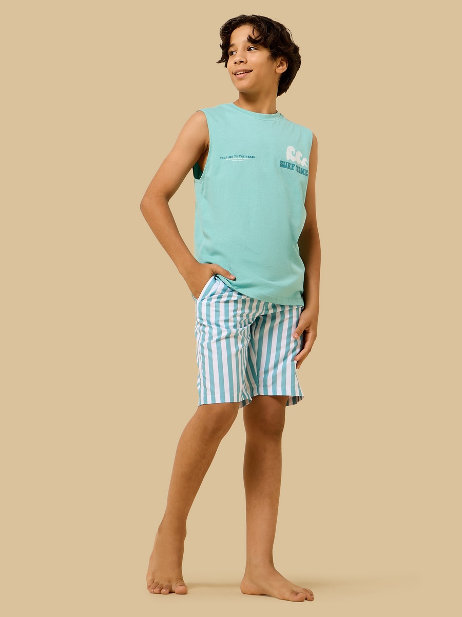 Printed Swim Vest and Shorts Set