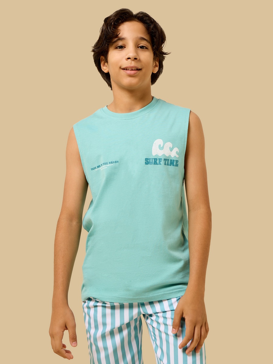 Printed Swim Vest and Shorts Set