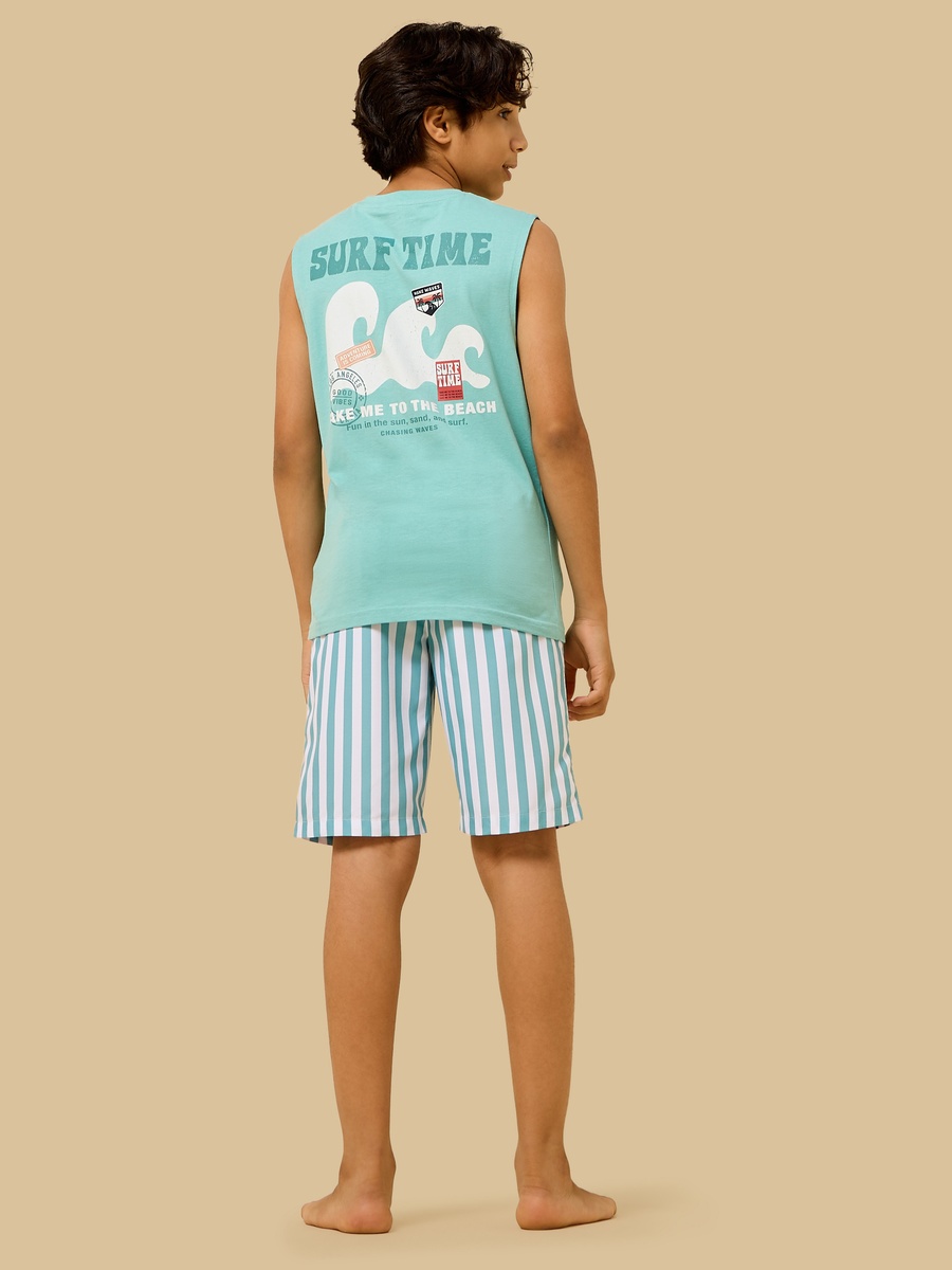 Printed Swim Vest and Shorts Set