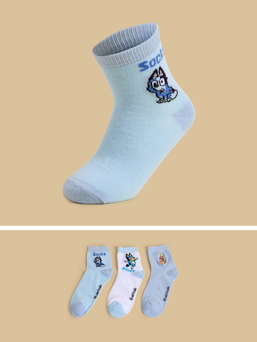 Pack of 3 - Bluey Print Ankle Length Socks