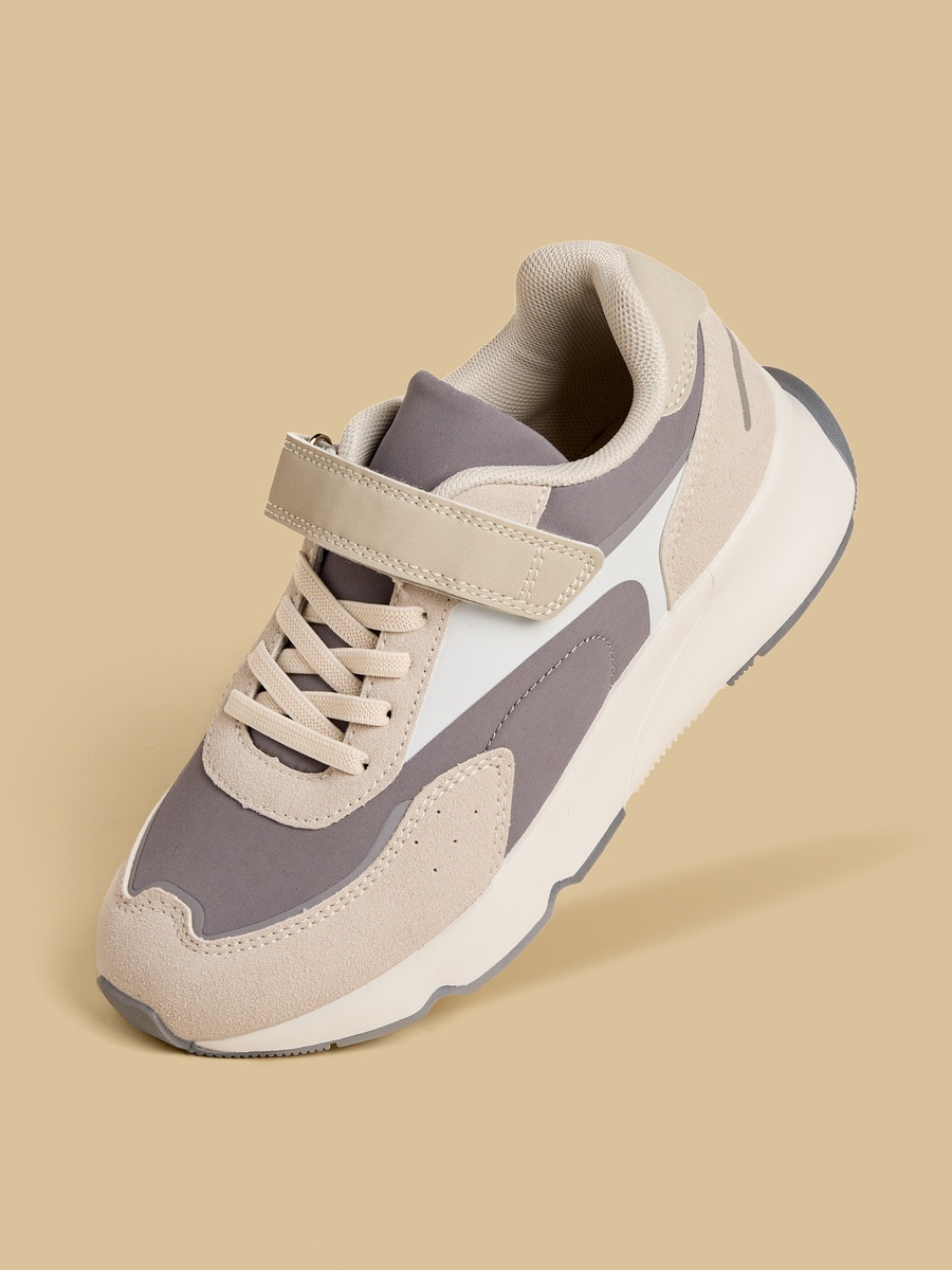 Panelled Sports Shoes with Hook and Loop Closure