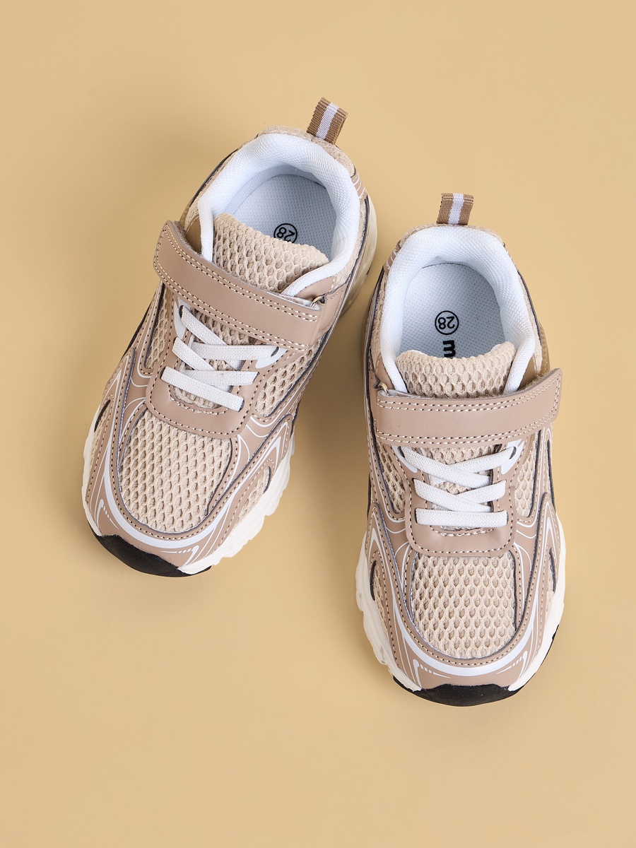 Panelled Sports Shoes with Hook and Loop Closure