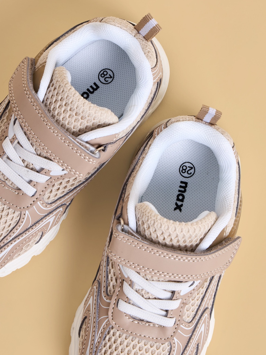 Panelled Sports Shoes with Hook and Loop Closure
