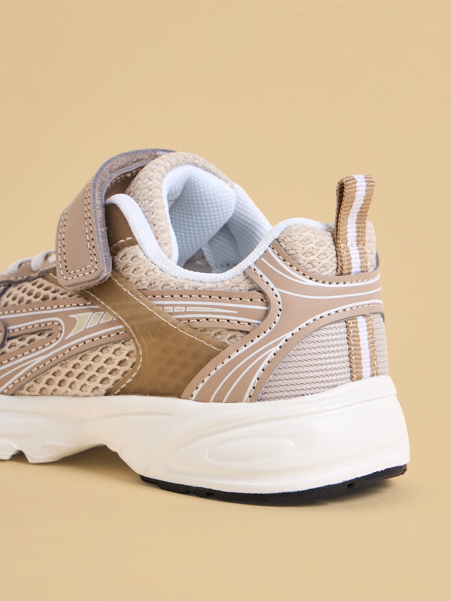 Panelled Sports Shoes with Hook and Loop Closure