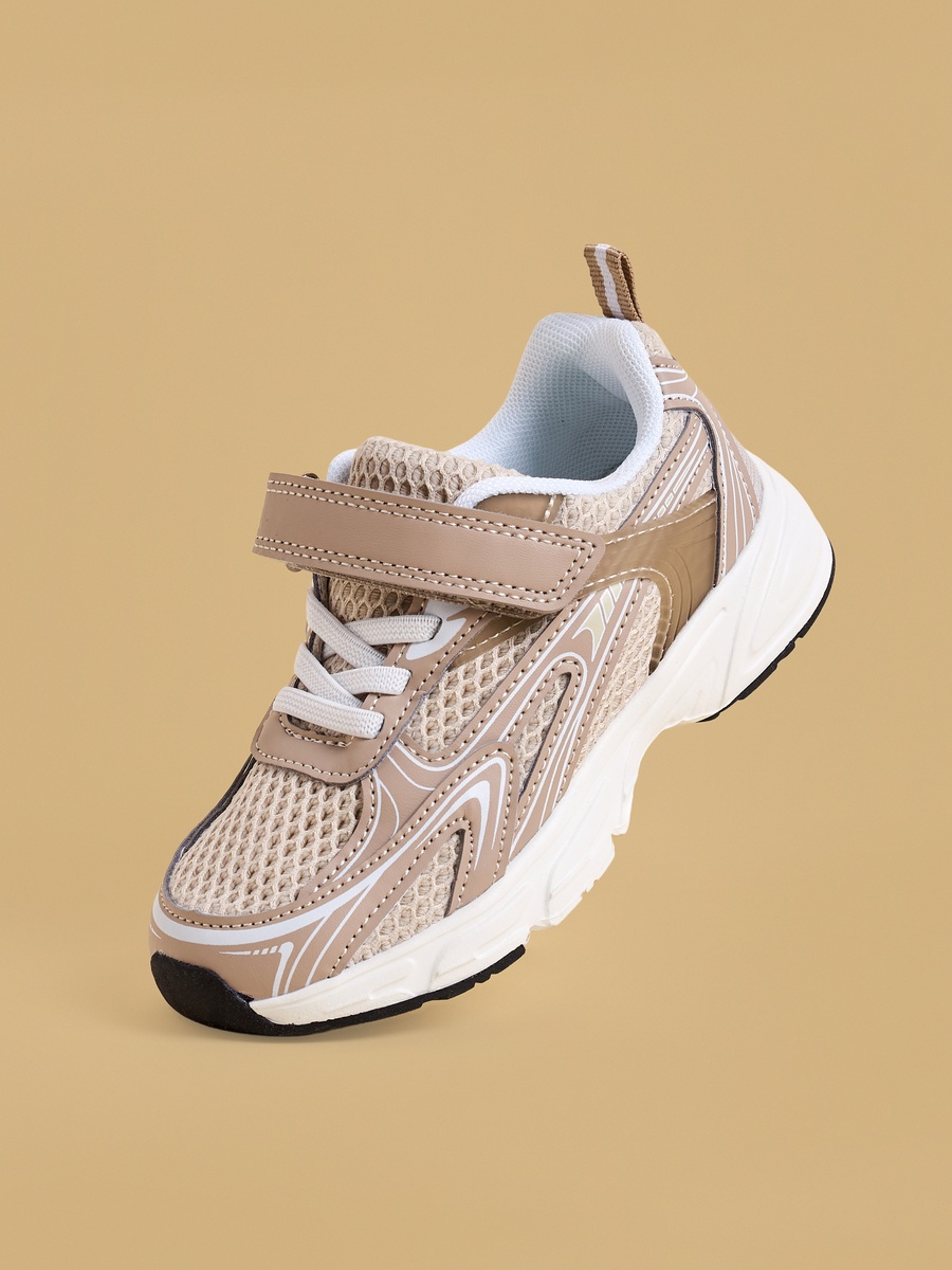 Panelled Sports Shoes with Hook and Loop Closure