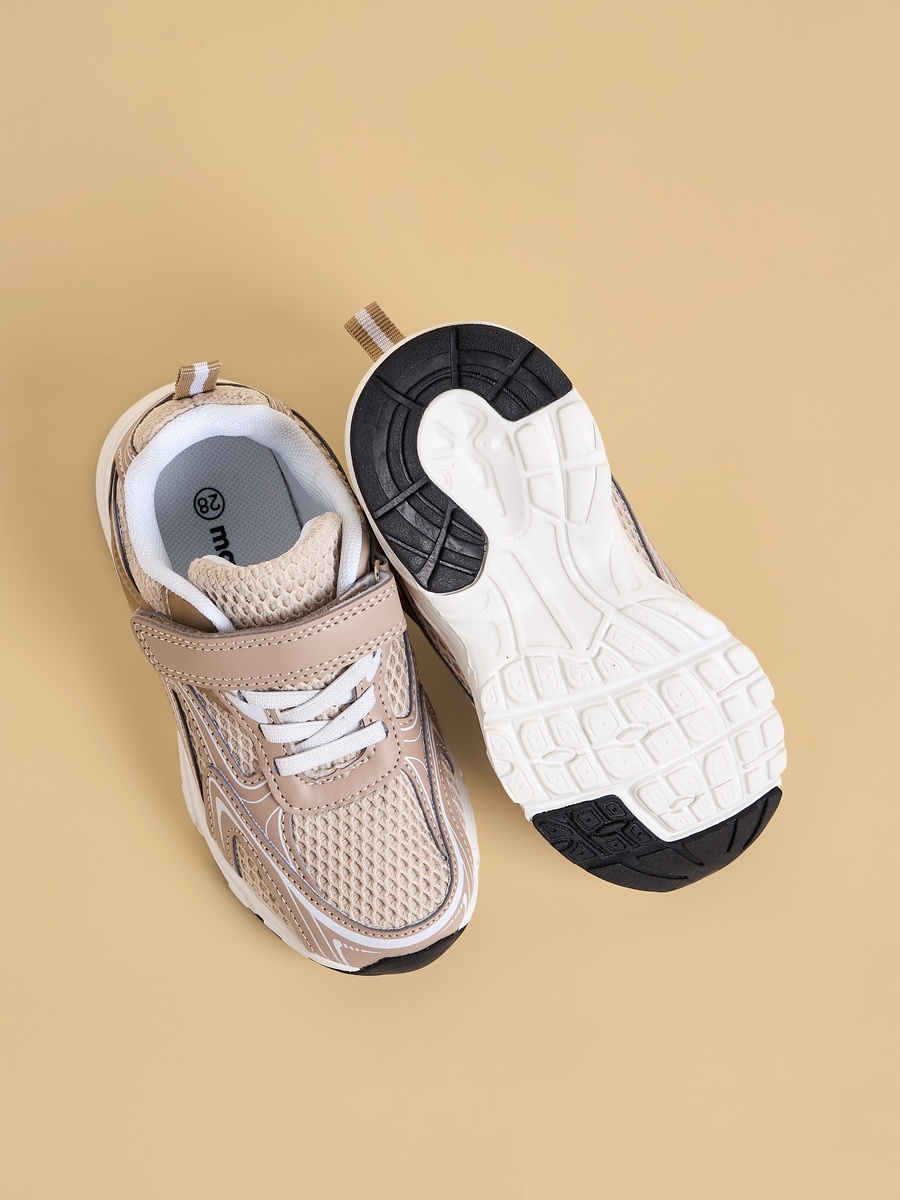 Panelled Sports Shoes with Hook and Loop Closure