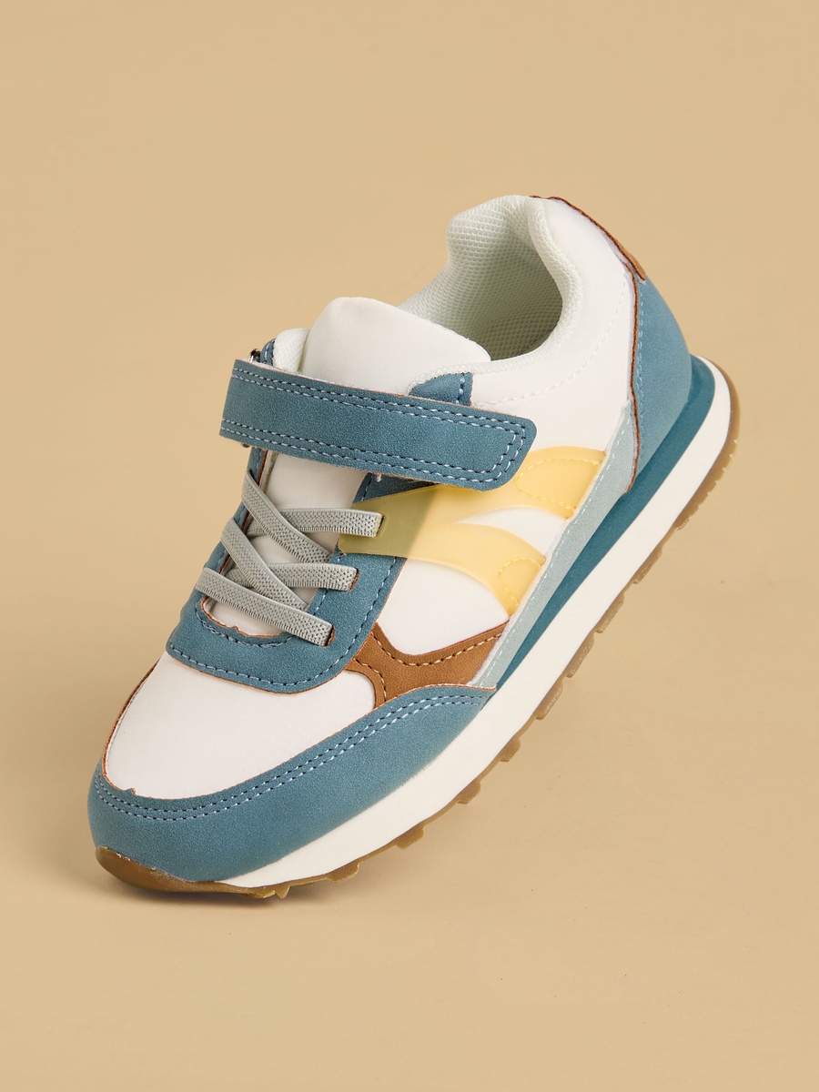 Colourblock Sports Shoes with Hook and Loop Closure
