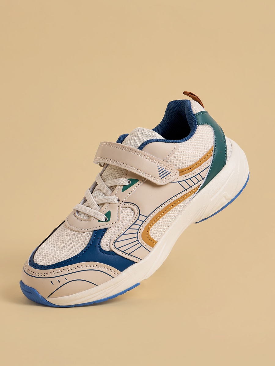 Colourblock Sports Shoes with Hook and Loop Closure