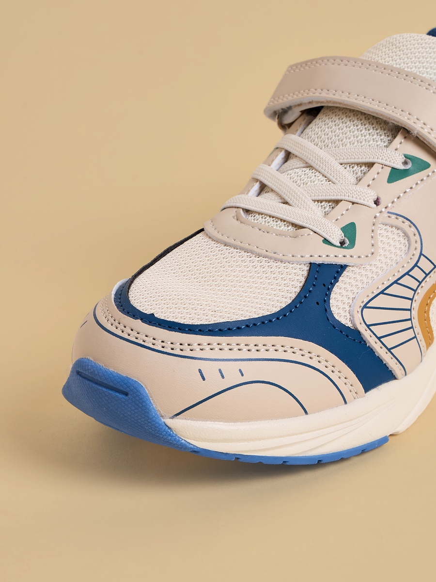 Colourblock Sports Shoes with Hook and Loop Closure