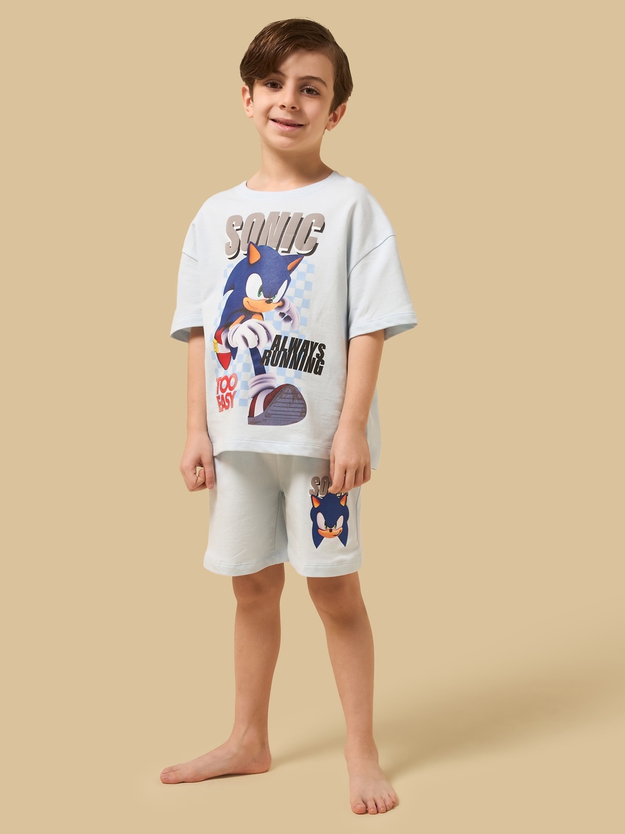 Sonic the Hedgehog Print Cotton Shorts Set