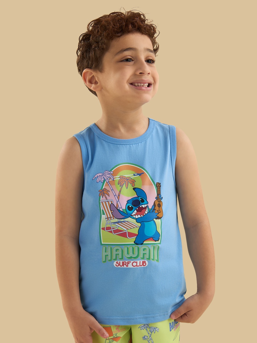 Stitch Print Cotton T-Shirt and Shorts Set