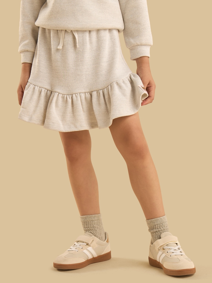 Cat Applique Half Zip Sweatshirt and Skirt Set