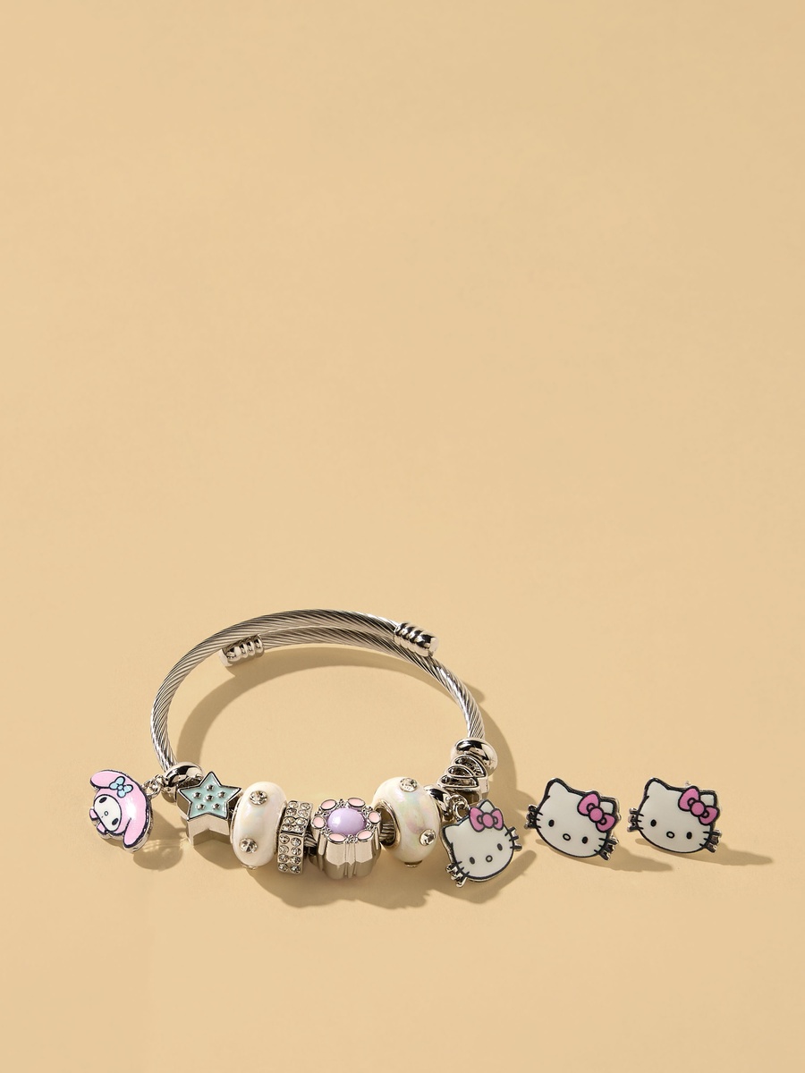 Hello Kitty Charm Bracelet and Earrings Set
