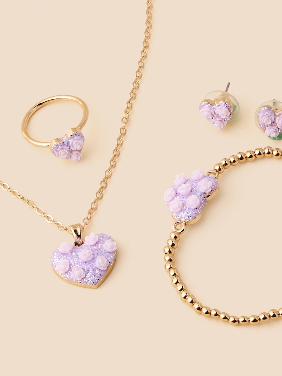 Floral Embellished 4-Piece Jewellery Set