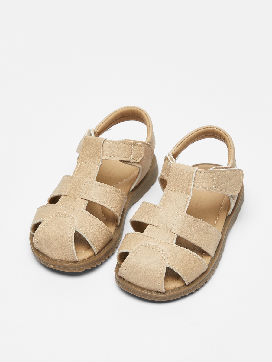 Textured Fisherman Sandals with Hook and Loop Closure