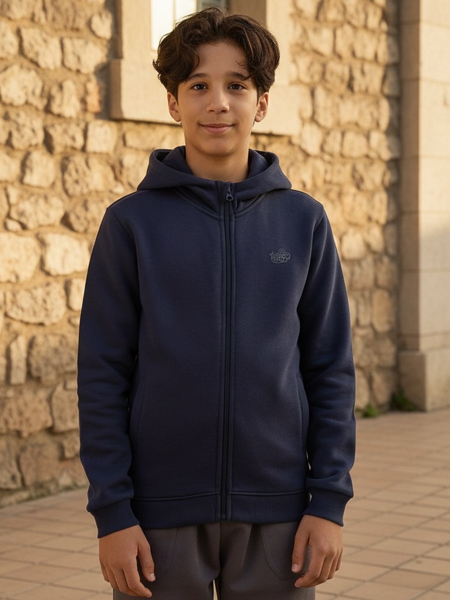 Plain Zip Through Hoodie