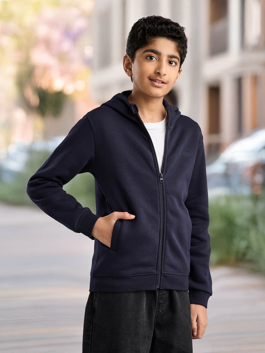 Plain Zip Through Hoodie