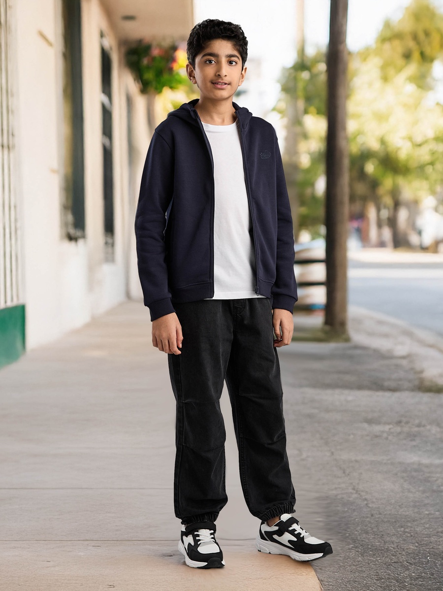 Plain Zip Through Hoodie