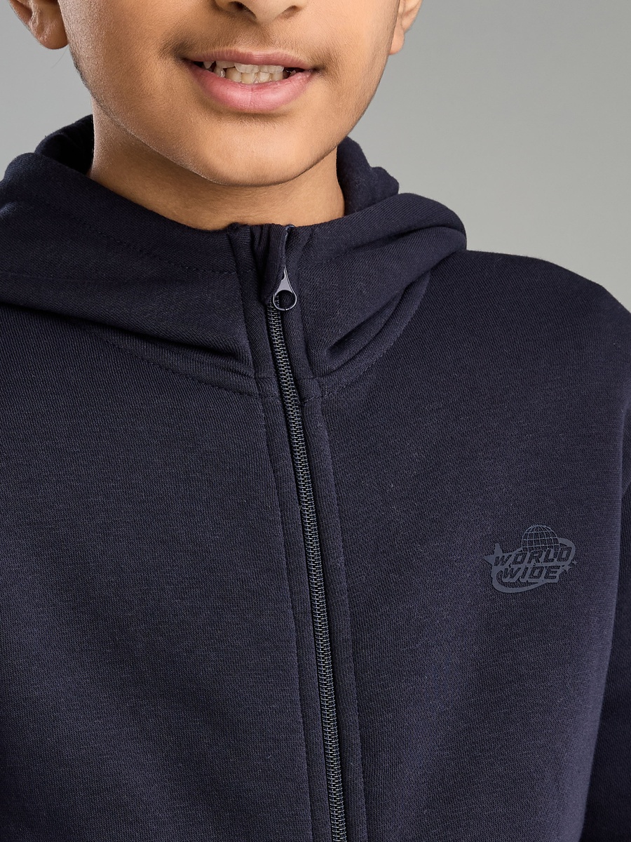 Plain Zip Through Hoodie