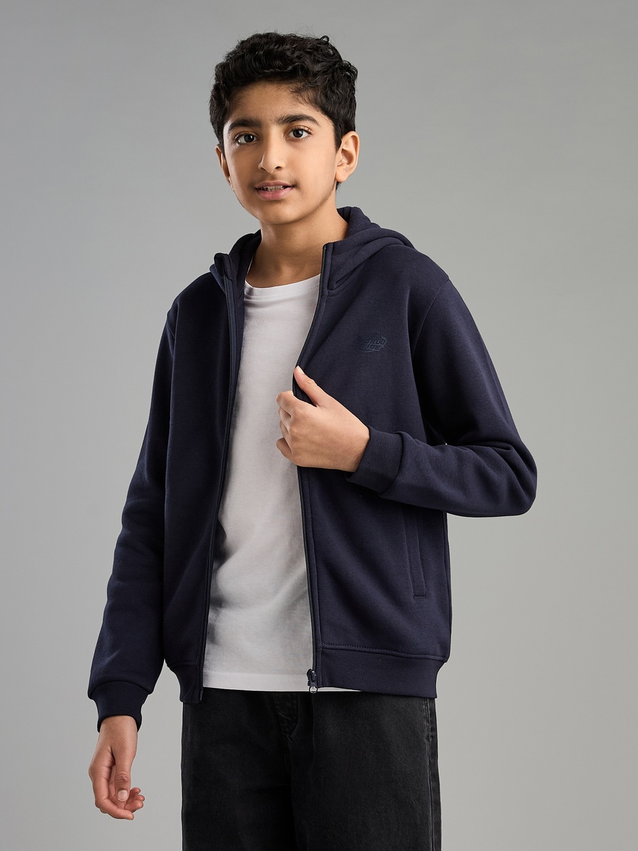 Plain Zip Through Hoodie