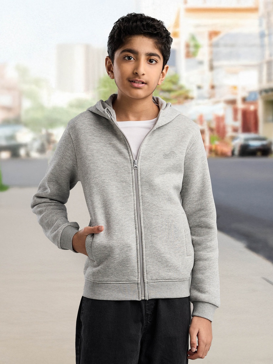 Plain Zip Through Hoodie