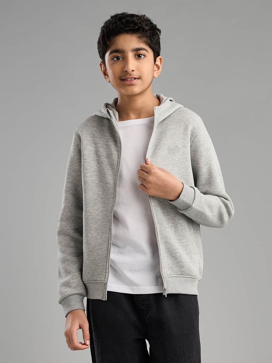 Plain Zip Through Hoodie