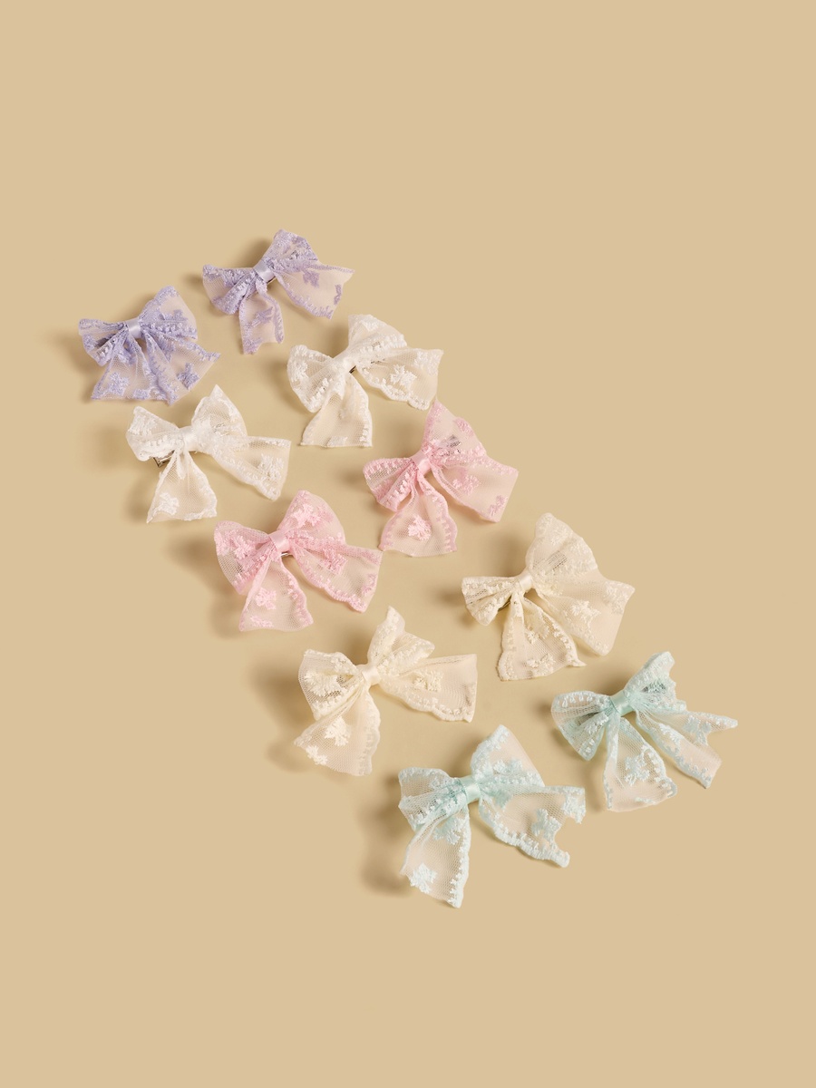 Pack of 10 - Bow Accent Hair Clip