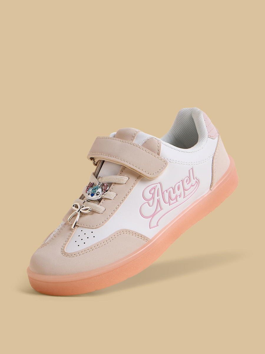 Angel Print Sports Shoes with Hook and Loop Closure