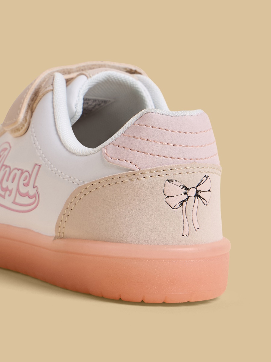 Angel Print Sports Shoes with Hook and Loop Closure