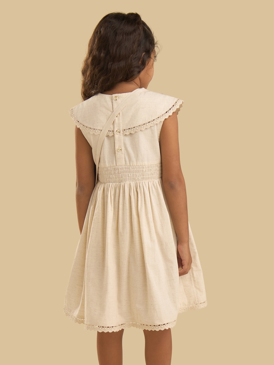Floral Embroidered Peter Pan Collar Dress with Crossbody Bag