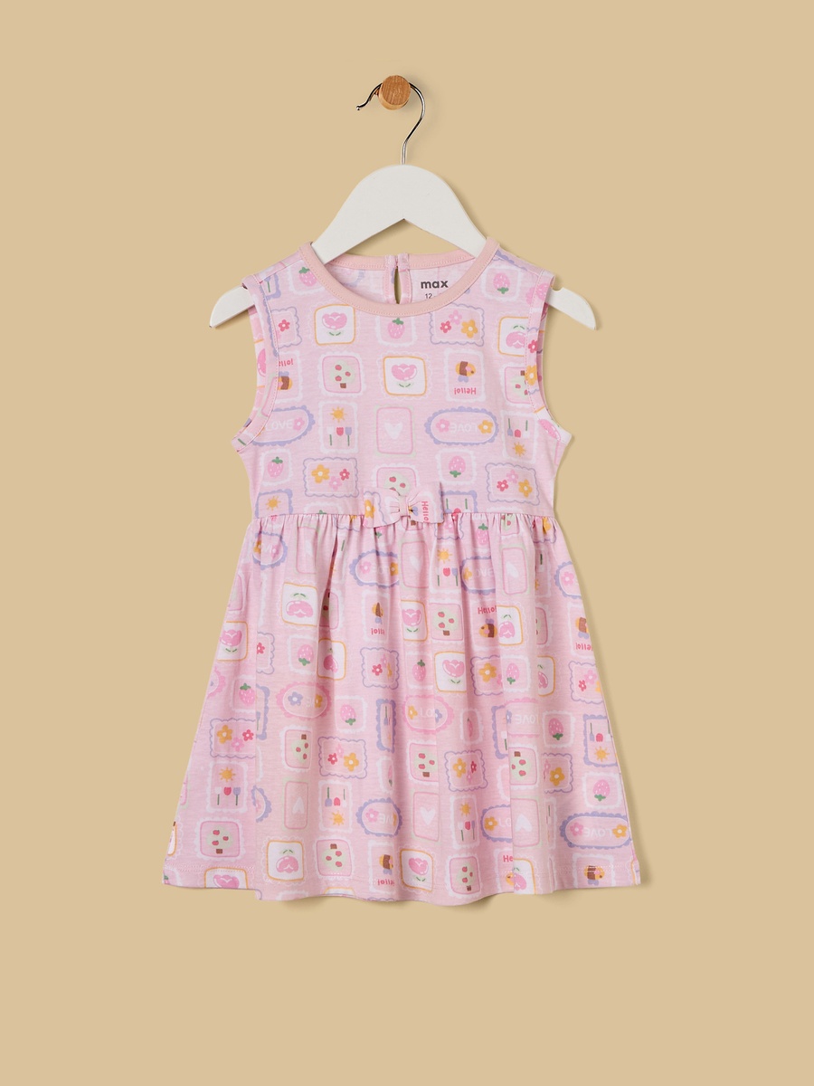 Graphic Print Cotton Sleeveless Dress