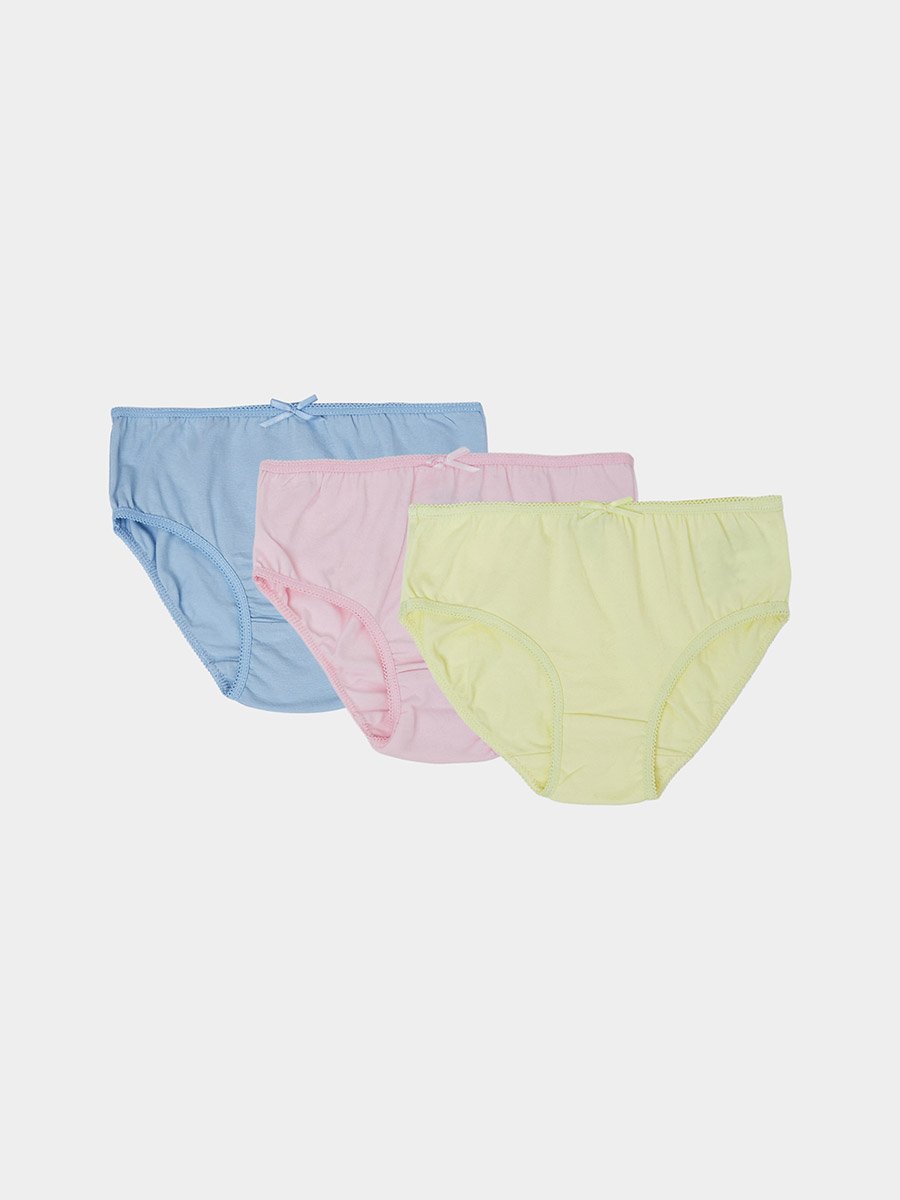 Girls Pack of 3 -Cotton Blend Briefs with Bow Detail