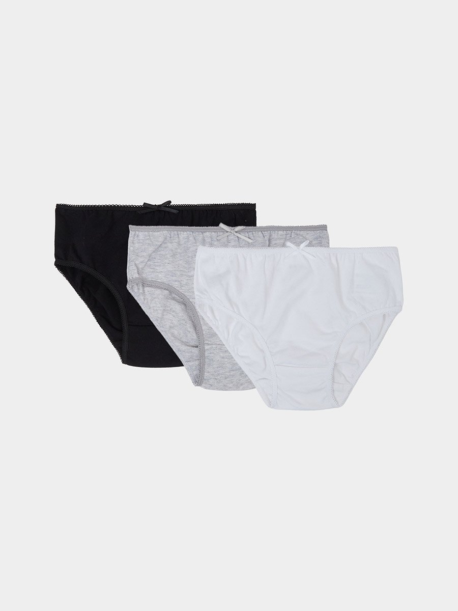 Girls Pack of 3 -Cotton Blend Briefs with Bow Detail