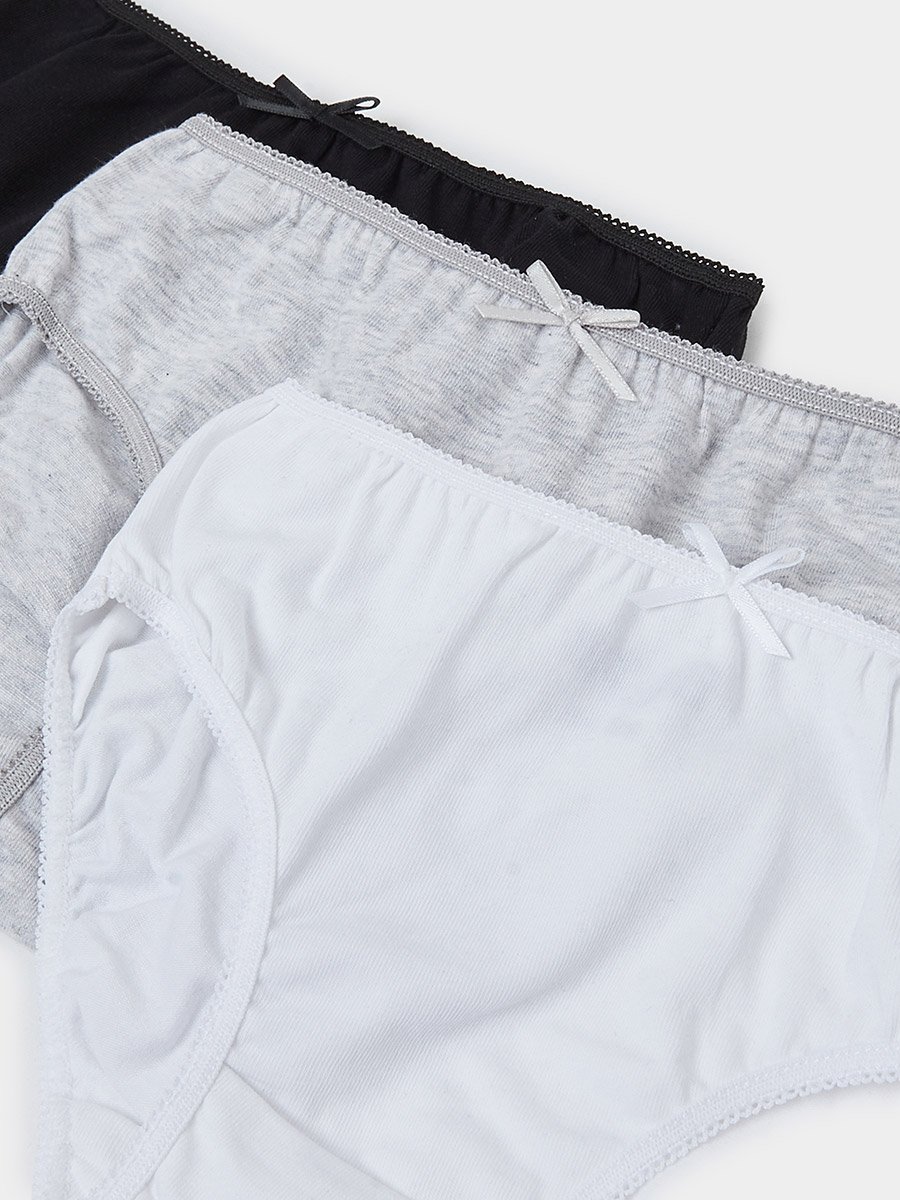 Girls Pack of 3 -Cotton Blend Briefs with Bow Detail