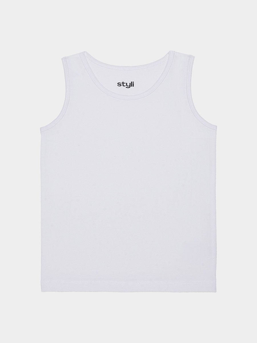 Boys Pack of 5 - Solid Cotton Blend Vests