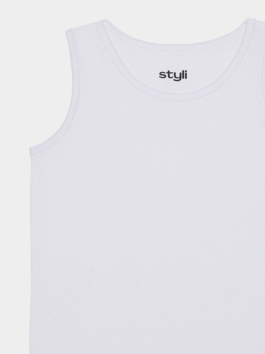 Boys Pack of 5 - Solid Cotton Blend Vests