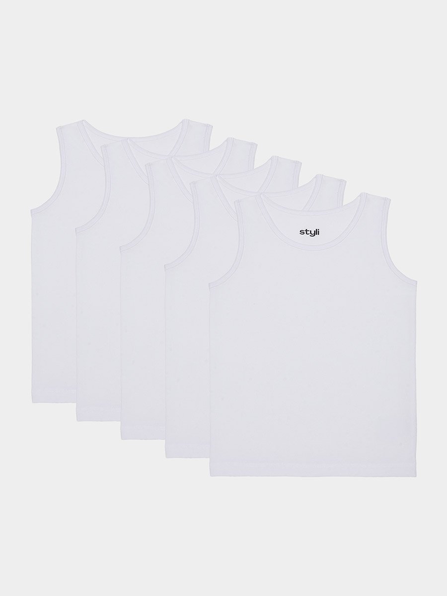 Boys Pack of 5 - Plain Vest